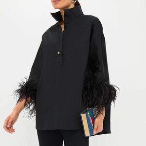 Tuckernuck Black Feather-Trimmed Top